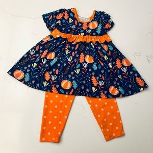 Little Millie Fall Halloween Outfit with dress and matching leggings